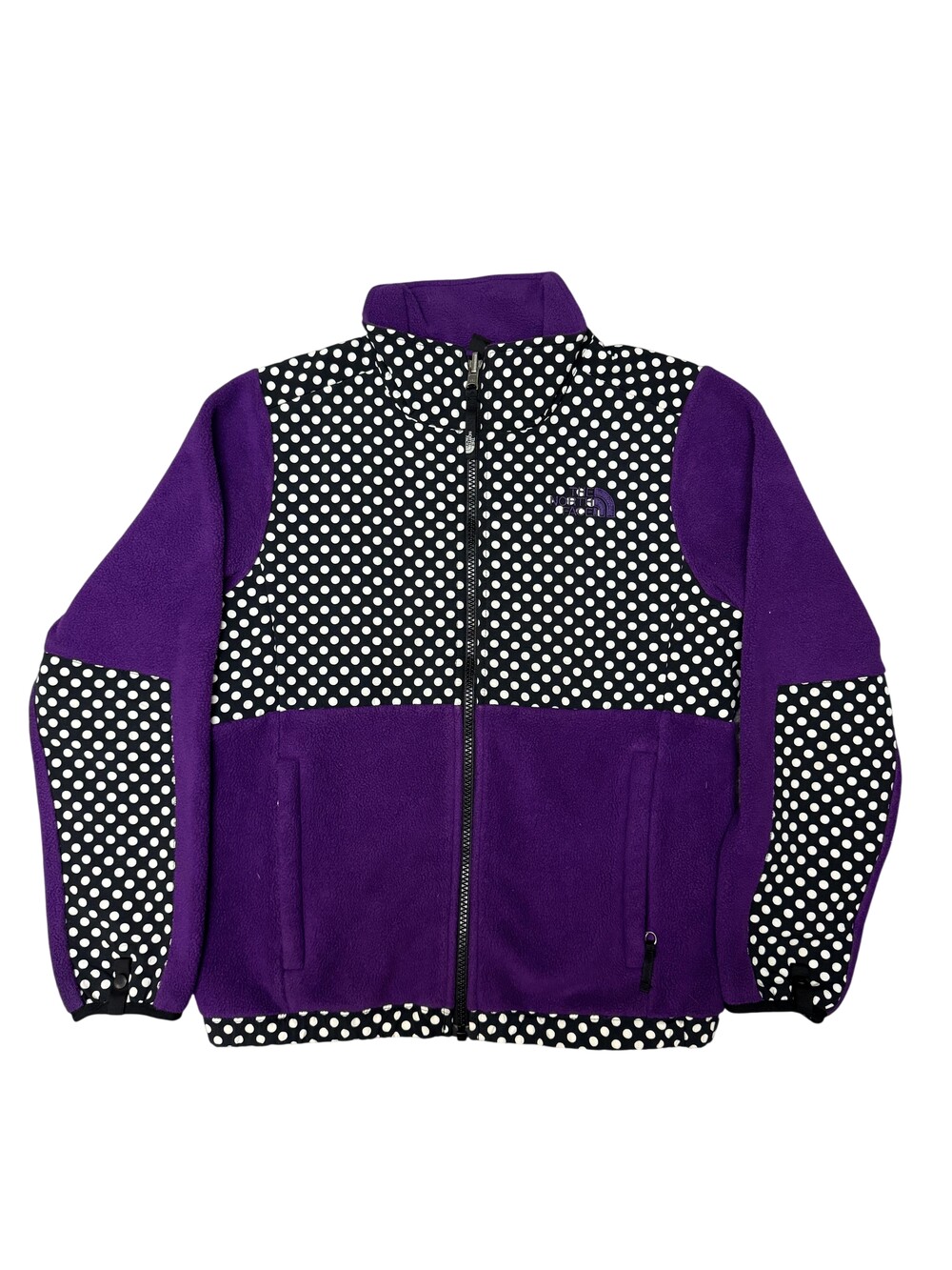 The North Face Fleece Jacket Womens XXS Purple Polka Dot Print Full Zip Pockets